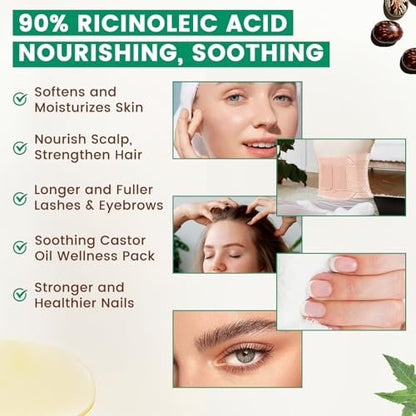 PHATOIL Bio Kaltgepresstes Rizinusöl, 118 ml Glasflasche, USDA Bio-zertifiziert, Reich an Omega-Fettsäuren, Ideal für Haarwachstum, Augenbrauen, Wimpern und Hautpflege