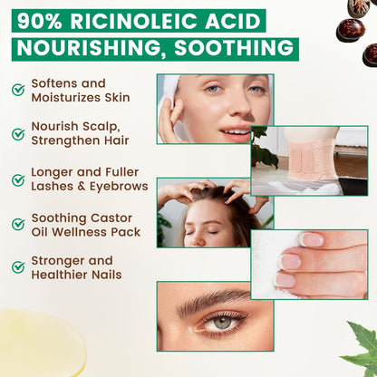 PHATOIL Bio Kaltgepresstes Rizinusöl, 118 ml Glasflasche, USDA Bio-zertifiziert, Reich an Omega-Fettsäuren, Ideal für Haarwachstum, Augenbrauen, Wimpern und Hautpflege
