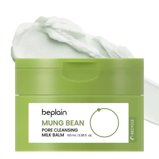 beplain Mungobohnen Porenreinigungs-Milchbalsam (100ml) | Duftfrei | Koreanischer Make-up-Entferner für empfindliche Haut | Nicht fettende Sorbet-Textur mit Ceramiden