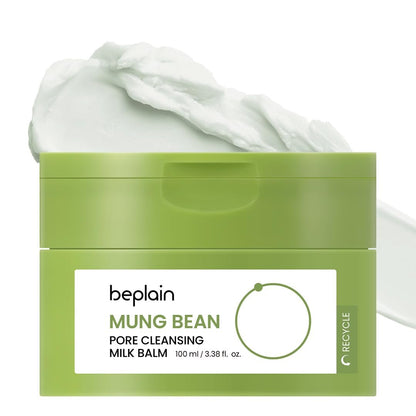 beplain Mungobohnen Porenreinigungs-Milchbalsam (100ml) | Duftfrei | Koreanischer Make-up-Entferner für empfindliche Haut | Nicht fettende Sorbet-Textur mit Ceramiden