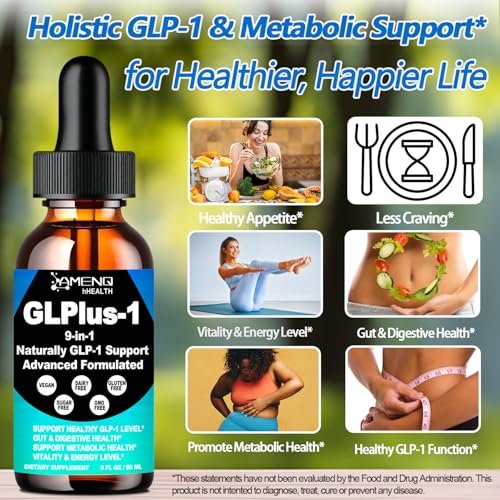 GLP-1 Metabolic Support Supplement, 9-in-1 GLP Booster Natural Formula für Frauen & Männer, GLP1 tägliche orale Flüssigkeit mit Berberin HCI, Ceylon Zimt | Unterstützt Verdauung und allgemeine Gesundheit | Vegan, ohne Gentechnik