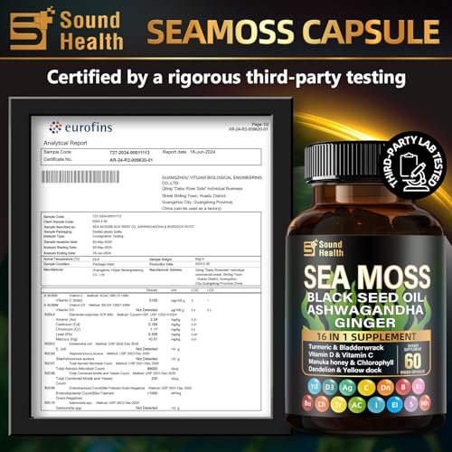 Irish Sea Moss & Shilajit Bundle – Natürliche Energie, Schlafunterstützung & Haarwachstum mit Schwarzkümmelöl, Ashwagandha, Ingwer, Rhodiola Rosea, Vitamin C & D für Männer und Frauen – All-in-1 Nahrungsergänzungsmittel
