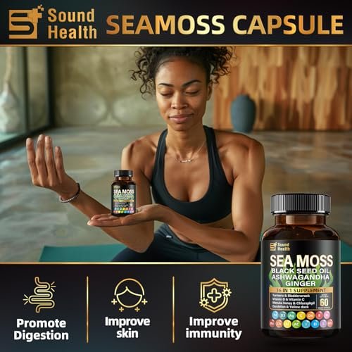 Irish Sea Moss & Shilajit Bundle – Natürliche Energie, Schlafunterstützung & Haarwachstum mit Schwarzkümmelöl, Ashwagandha, Ingwer, Rhodiola Rosea, Vitamin C & D für Männer und Frauen – All-in-1 Nahrungsergänzungsmittel