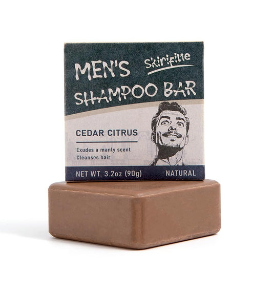 SKIRIFINE Shampoo Bar für Männer – Eleganter Duft, schneller Schaum & einfaches Ausspülen, Zedern-Zitrus-Duft, natürlicher Shampoo-Seifenriegel, ideal für Reisen – 90 g