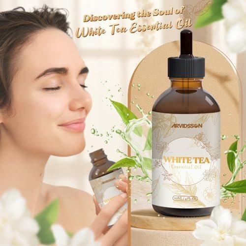 Weißer Tee Ätherisches Öl 4 Fl Oz (120ml) - Reines und natürliches Duftöl, Weißer Tee Öl für Diffusoren, Kerzenherstellung, Raumspray-Diffusoröl für Zuhause, Aromatherapie-Duftöl Geschenk für Frauen