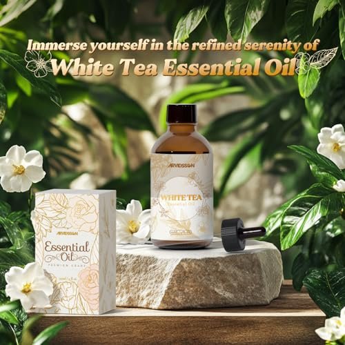 Weißer Tee Ätherisches Öl 4 Fl Oz (120ml) - Reines und natürliches Duftöl, Weißer Tee Öl für Diffusoren, Kerzenherstellung, Raumspray-Diffusoröl für Zuhause, Aromatherapie-Duftöl Geschenk für Frauen