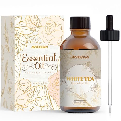 Weißer Tee Ätherisches Öl 4 Fl Oz (120ml) - Reines und natürliches Duftöl, Weißer Tee Öl für Diffusoren, Kerzenherstellung, Raumspray-Diffusoröl für Zuhause, Aromatherapie-Duftöl Geschenk für Frauen