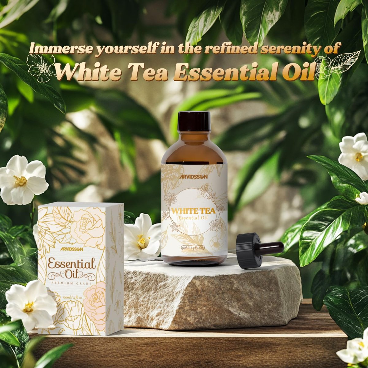 Weißer Tee Ätherisches Öl 4 Fl Oz (120ml) - Reines und natürliches Duftöl, Weißer Tee Öl für Diffusoren, Kerzenherstellung, Raumspray-Diffusoröl für Zuhause, Aromatherapie-Duftöl Geschenk für Frauen