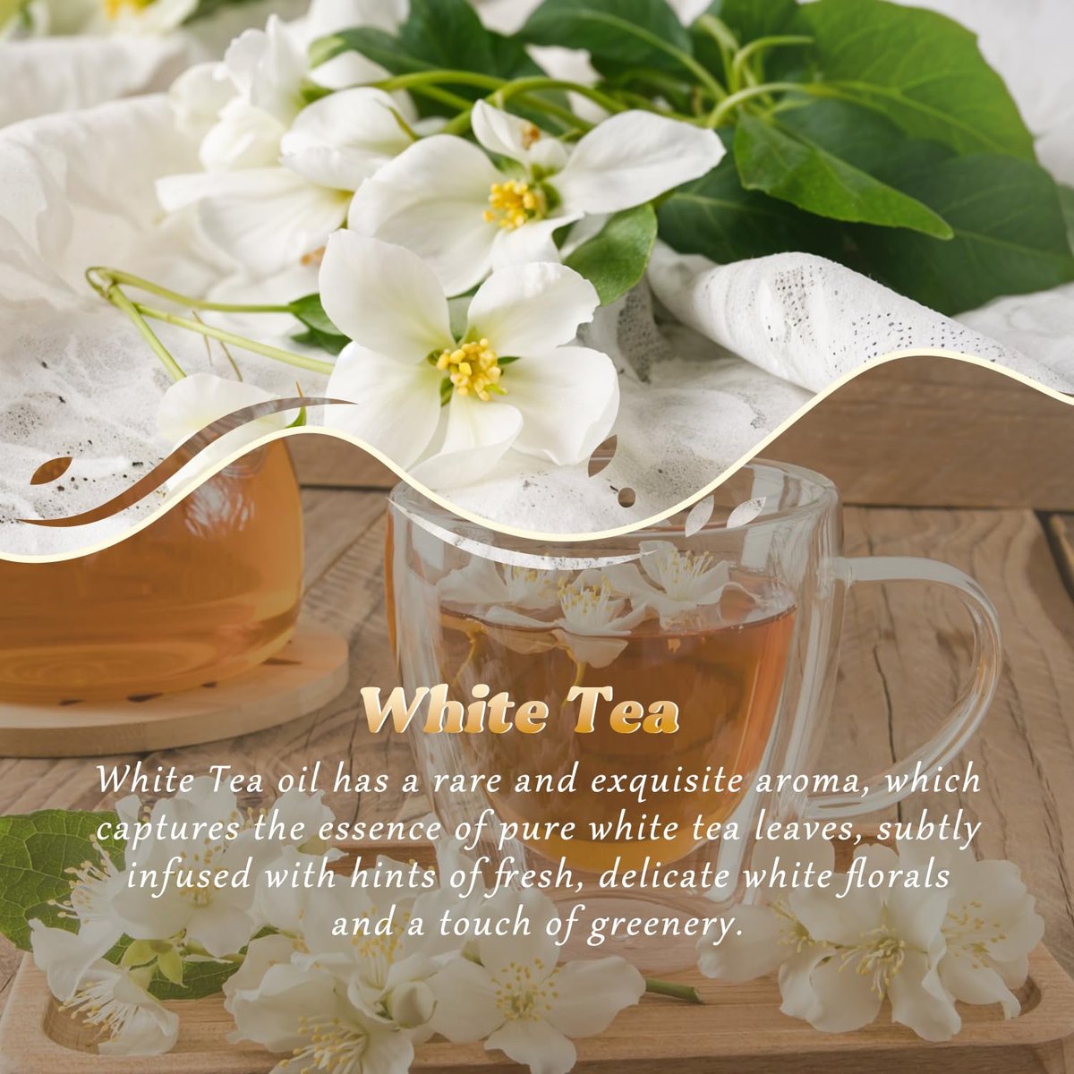 Weißer Tee Ätherisches Öl 4 Fl Oz (120ml) - Reines und natürliches Duftöl, Weißer Tee Öl für Diffusoren, Kerzenherstellung, Raumspray-Diffusoröl für Zuhause, Aromatherapie-Duftöl Geschenk für Frauen