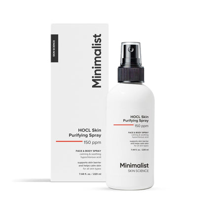 Minimalist Hypochlorige Säure Gesichts- & Körperspray – Linderung bei Akne, Ekzemen & Rötungen, beruhigt & reinigt die Haut nach dem Training, antimikrobiell, reduziert Irritationen, sanfte HOCl-Formel für alle, 220 ml