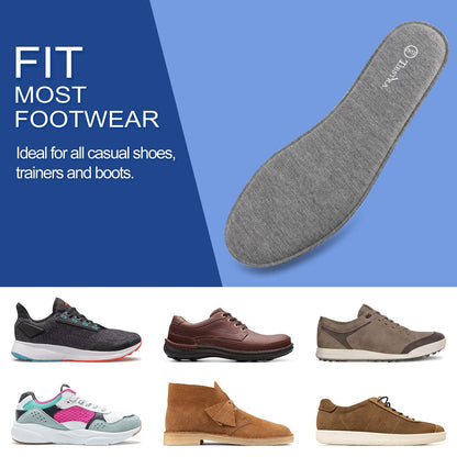 2 Paar Memory Foam Einlegesohlen für Herren – Komfortable, stoßdämpfende Ersatzsohlen für Arbeitsstiefel, Laufschuhe – Fußschmerzlinderung – Atmungsaktive Innensohlen – EU 47/US 14