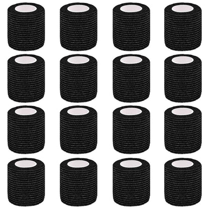 Clooflar 16er-Pack Selbstklebende elastische Bandage, 2" x 5 Yards Schwarz – Sportbandage für Handgelenk, Knöchel und Tierpflege, Griffband