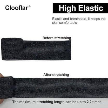 Clooflar 16er-Pack Selbstklebende elastische Bandage, 2" x 5 Yards Schwarz – Sportbandage für Handgelenk, Knöchel und Tierpflege, Griffband