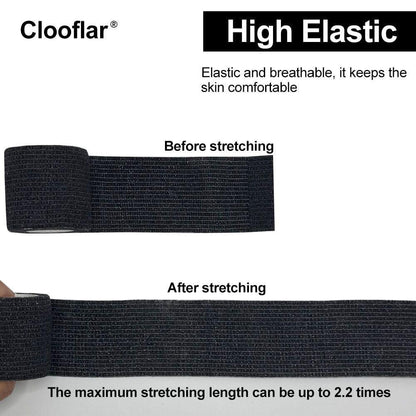 Clooflar 16er-Pack Selbstklebende elastische Bandage, 2" x 5 Yards Schwarz – Sportbandage für Handgelenk, Knöchel und Tierpflege, Griffband