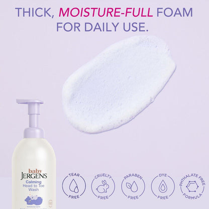Jergens Baby Calming Head to Toe Foaming Wash – Sanfte Reinigung für Babys Haut und Haare, 532 ml