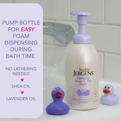 Jergens Baby Calming Head to Toe Foaming Wash – Sanfte Reinigung für Babys Haut und Haare, 532 ml