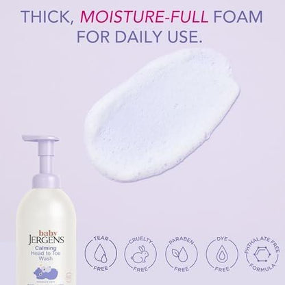 Jergens Baby Calming Head to Toe Foaming Wash – Sanfte Reinigung für Babys Haut und Haare, 532 ml