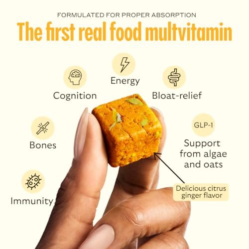 GEM Daily Bite für Frauen und Männer – 20+ Vitamine, Mineralien & Superfoods wie Zink, Vitamin D, B-Komplex, K, Kurkuma, Ballaststoffe & Präbiotika, Beta-Glucan GLP-1 Unterstützung & Immunität (Zitrone-Ingwer, 7 Stück)