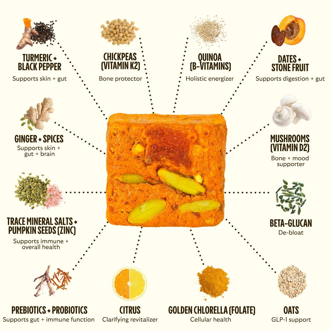 GEM Daily Bite für Frauen und Männer – 20+ Vitamine, Mineralien & Superfoods wie Zink, Vitamin D, B-Komplex, K, Kurkuma, Ballaststoffe & Präbiotika, Beta-Glucan GLP-1 Unterstützung & Immunität (Zitrone-Ingwer, 7 Stück)