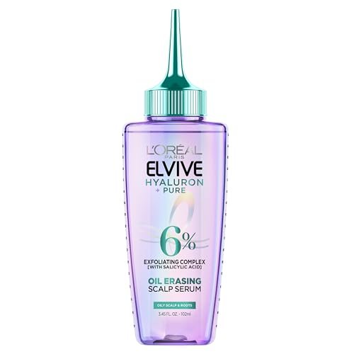 L'Oreal Paris Elvive Hyaluron + Pure Oil Erasing Scalp Serum mit Salicylsäure für fettiges Haar, 3,45 Fl Oz