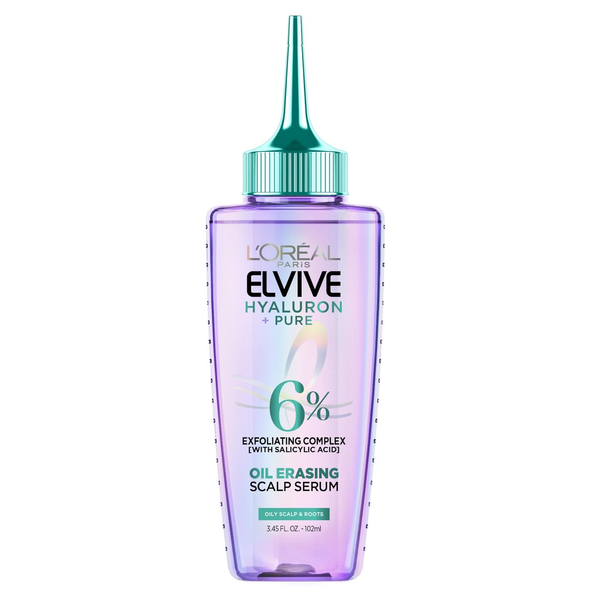 L'Oreal Paris Elvive Hyaluron + Pure Oil Erasing Scalp Serum mit Salicylsäure für fettiges Haar, 3,45 Fl Oz