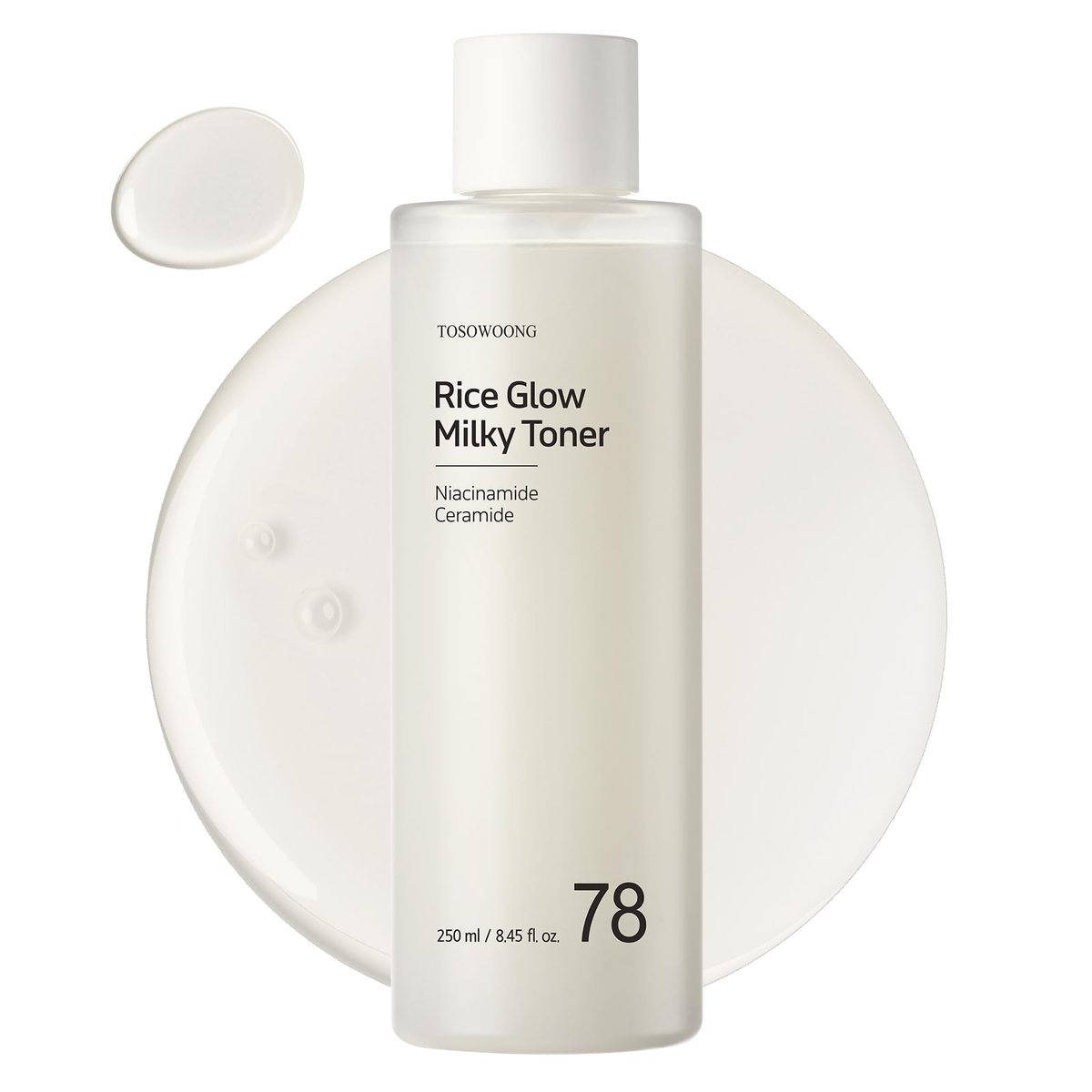 TOSOWOONG Rice Glow Milky Toner – 784.000 ppm koreanisches Reiswasser, Niacinamid, Ceramide, Panthenol, Feuchtigkeitsspendend, Klärend, Duftfrei, 250 ml
