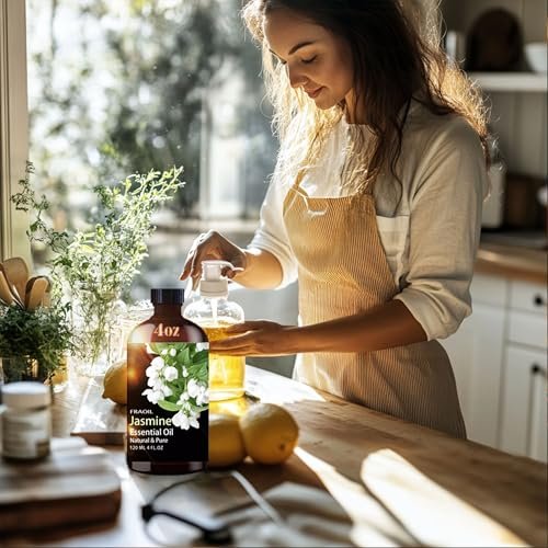 Jasmin ätherisches Öl 120 ml – FRAOIL Premium Duftöl für Diffuser, Aromatherapie, Yoga, DIY Kerzen- und Seifenherstellung, Parfümherstellung, Geschenk für Frauen