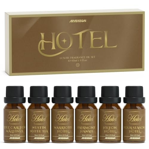 ARVIDSSON Hotel Diffuser Oils Geschenkset – Luxuriöse Duftöle für Aromadiffuser, inspiriert von 5-Sterne-Hotel-Düften, Geschenk für Frauen und Männer