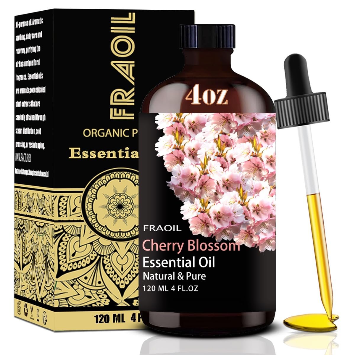 Kirschblüten Ätherisches Öl, 120 ml - Für Diffuser, Luftbefeuchter, Yoga, DIY Kerzen- und Seifenherstellung, Parfüm - Geschenk für Frauen - FRAOIL