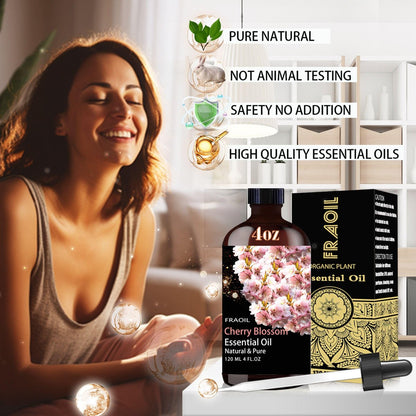 Kirschblüten Ätherisches Öl, 120 ml - Für Diffuser, Luftbefeuchter, Yoga, DIY Kerzen- und Seifenherstellung, Parfüm - Geschenk für Frauen - FRAOIL