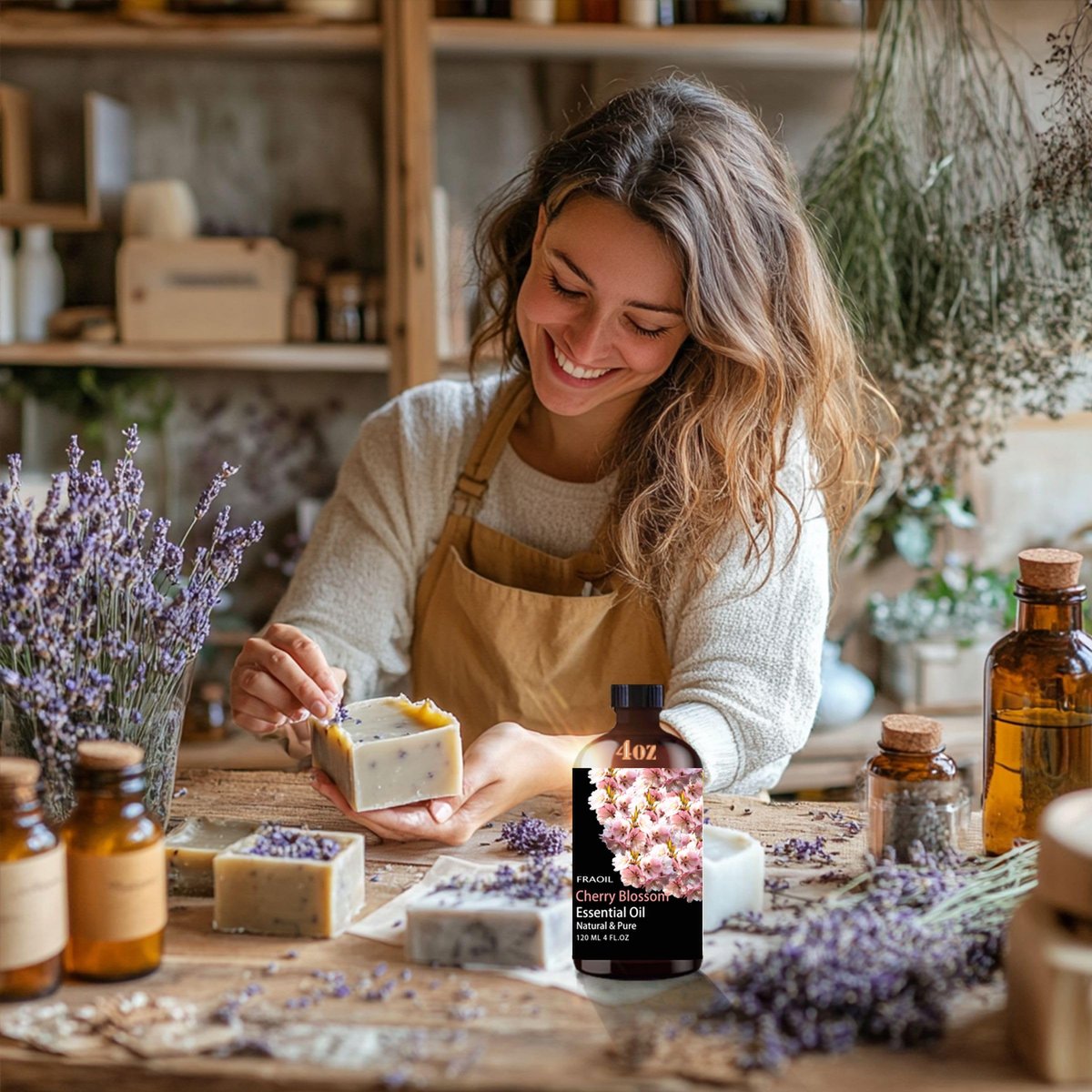Kirschblüten Ätherisches Öl, 120 ml - Für Diffuser, Luftbefeuchter, Yoga, DIY Kerzen- und Seifenherstellung, Parfüm - Geschenk für Frauen - FRAOIL