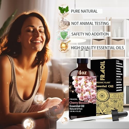 Kirschblüten Ätherisches Öl, 120 ml - Für Diffuser, Luftbefeuchter, Yoga, DIY Kerzen- und Seifenherstellung, Parfüm - Geschenk für Frauen - FRAOIL