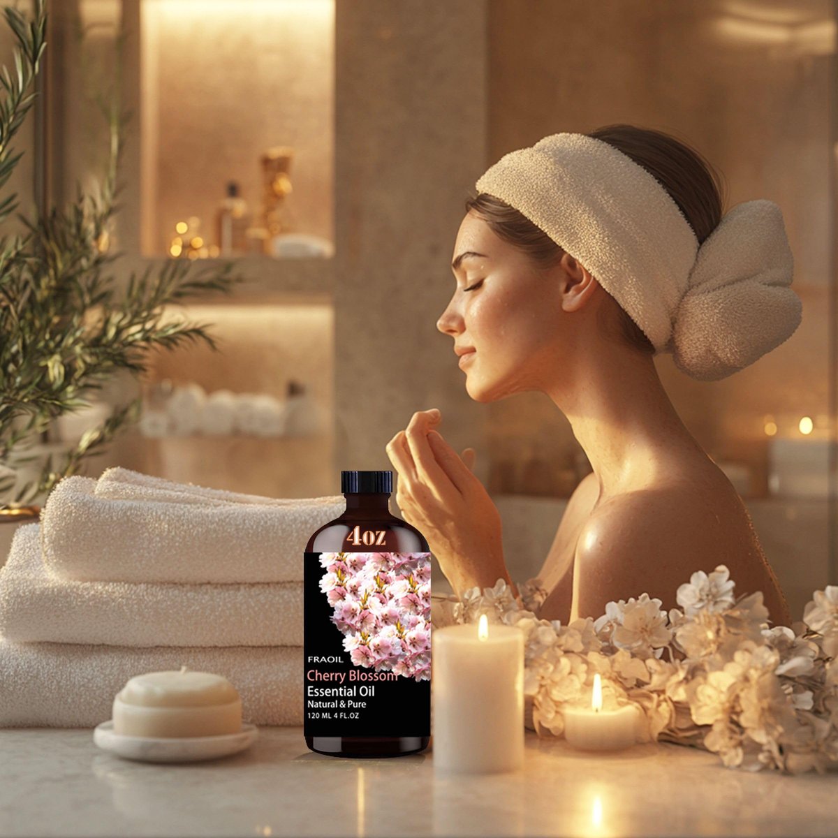 Kirschblüten Ätherisches Öl, 120 ml - Für Diffuser, Luftbefeuchter, Yoga, DIY Kerzen- und Seifenherstellung, Parfüm - Geschenk für Frauen - FRAOIL