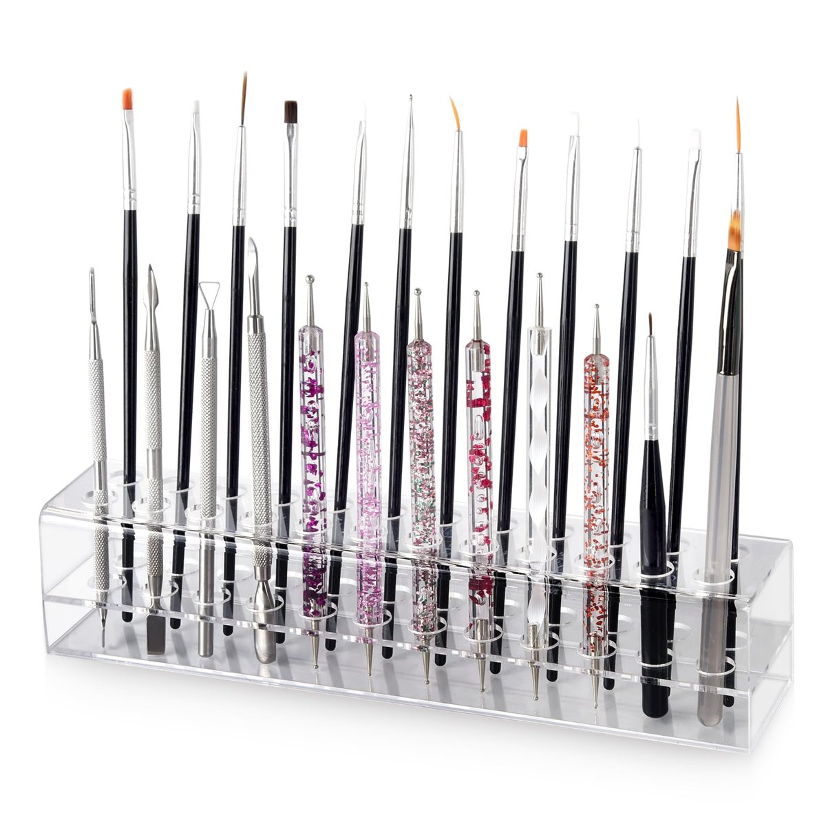 Wiojtry Nagelkunst-Werkzeug-Organizer, Nagelbürstenhalter, Nageltechniker-Geschenke, Aufbewahrung für professionelle Beauty-Nagelpflege-Kit-Werkzeuge, Make-up-Präsentationsbox, nachfüllbarer Behälterhalter-Organisation