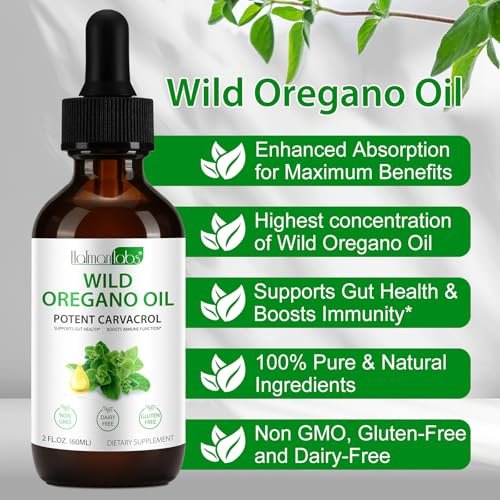 newseel Oregano Öl Tropfen – Bio Oregano Öl, 60 ml (2 fl.oz) – Hochwertiges Oregano Öl