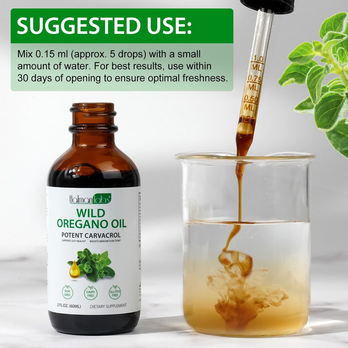 newseel Oregano Öl Tropfen – Bio Oregano Öl, 60 ml (2 fl.oz) – Hochwertiges Oregano Öl