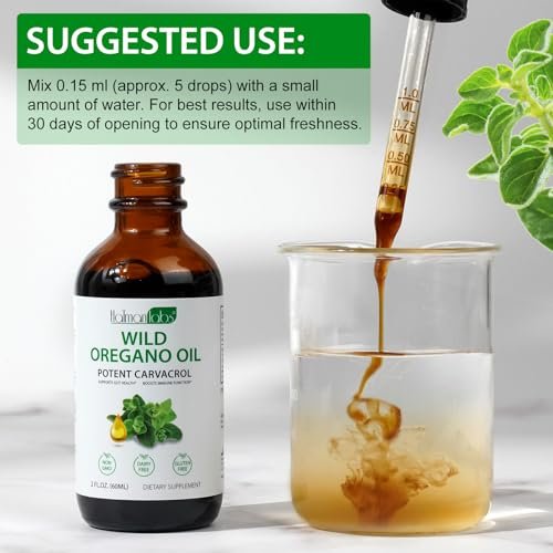 newseel Oregano Öl Tropfen – Bio Oregano Öl, 60 ml (2 fl.oz) – Hochwertiges Oregano Öl