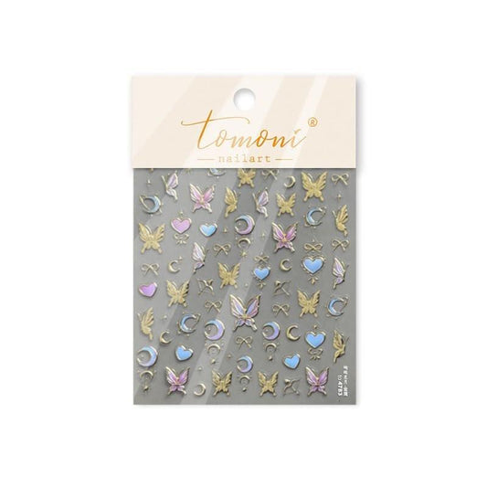 5D Schmetterling Nagelaufkleber Gold – Mond Sterne Schleife Nagelsticker Acryl DIY Maniküre Dekorationen für Frauen