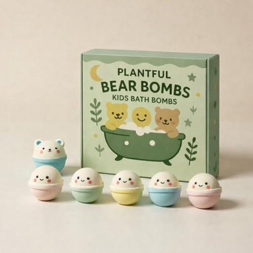 Plantful™ Natürliche Badebomben für Kinder, ungiftig, Schaumpods, flauschiger Schaum, Weihnachtsgeschenke, Badeschaum für Mädchen und Jungen, 9er-Pack, Kleinkinder, reine ätherische Öle
