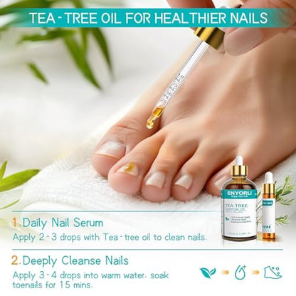 ENYORLI Teebaumöl 100 ml – 100% reines ätherisches Öl für Diffuser, Haare, Kopfhaut, Haut, Nägel & DIY