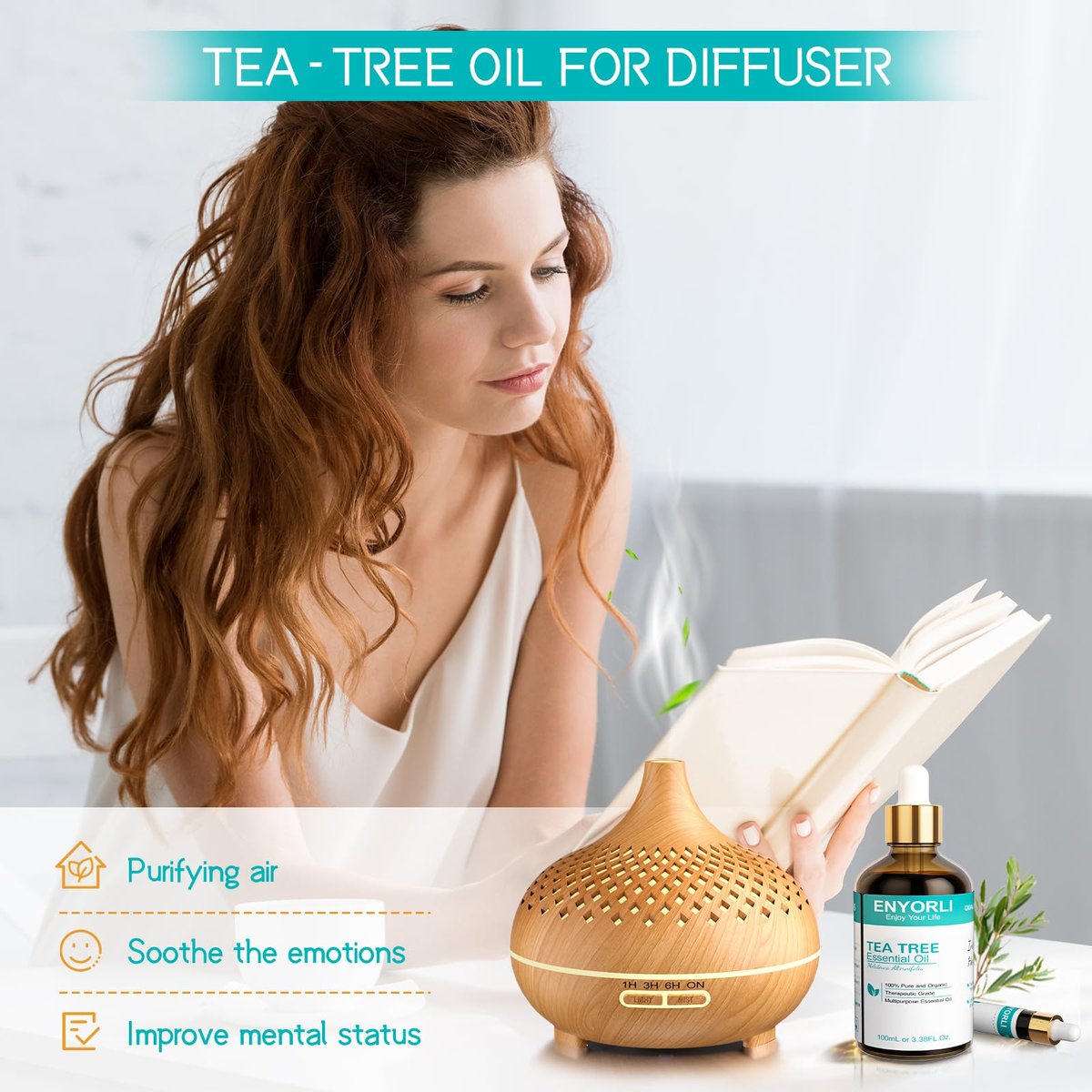 ENYORLI Teebaumöl 100 ml – 100% reines ätherisches Öl für Diffuser, Haare, Kopfhaut, Haut, Nägel & DIY