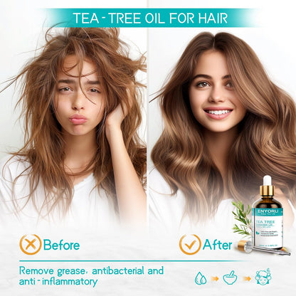 ENYORLI Teebaumöl 100 ml – 100% reines ätherisches Öl für Diffuser, Haare, Kopfhaut, Haut, Nägel & DIY