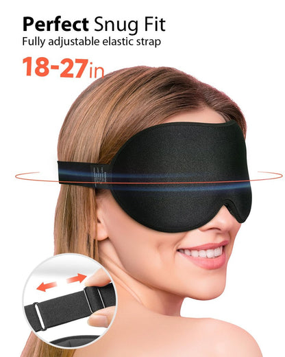 MABAO Gewichtete Schlafmaske - 100% Lichtundurchlässige Augenmaske für Damen und Herren, 3D-konturiert für Wimpernverlängerung, Null Augeninnendruck Memory-Schaum-Bezug, Sanfter Druck für Reisen - Schwarz
