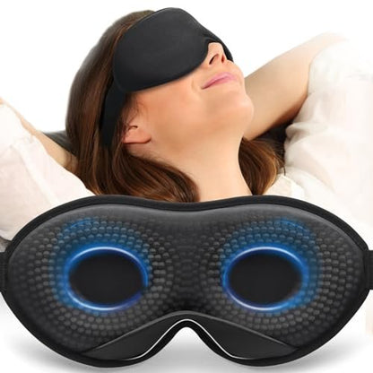 MABAO Gewichtete Schlafmaske - 100% Lichtundurchlässige Augenmaske für Damen und Herren, 3D-konturiert für Wimpernverlängerung, Null Augeninnendruck Memory-Schaum-Bezug, Sanfter Druck für Reisen - Schwarz