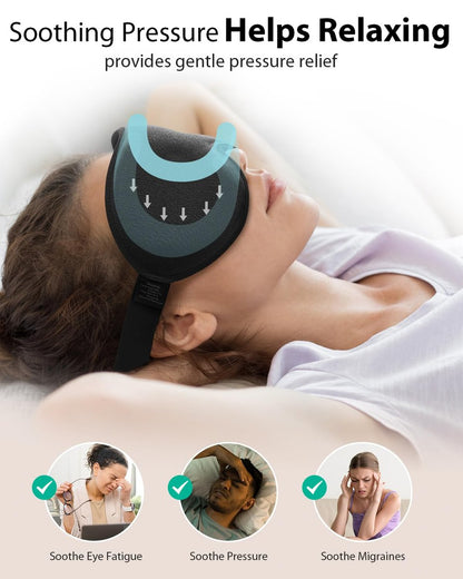 MABAO Gewichtete Schlafmaske - 100% Lichtundurchlässige Augenmaske für Damen und Herren, 3D-konturiert für Wimpernverlängerung, Null Augeninnendruck Memory-Schaum-Bezug, Sanfter Druck für Reisen - Schwarz