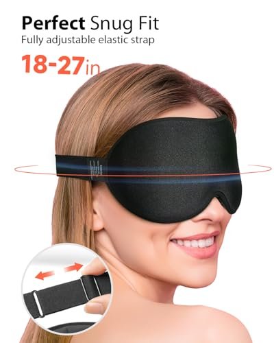 MABAO Gewichtete Schlafmaske - 100% Lichtundurchlässige Augenmaske für Damen und Herren, 3D-konturiert für Wimpernverlängerung, Null Augeninnendruck Memory-Schaum-Bezug, Sanfter Druck für Reisen - Schwarz