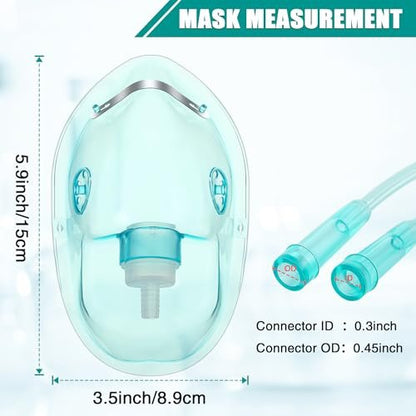 Geiserailie 2er-Pack XL Sauerstoffmaske mit 6,6 Fuß Schlauch und verstellbarem elastischen Band, Erwachsenen-Sauerstoffmaske mit Schlauch, Atemmasken für Erwachsene