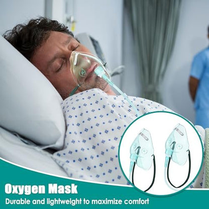 Geiserailie 2er-Pack XL Sauerstoffmaske mit 6,6 Fuß Schlauch und verstellbarem elastischen Band, Erwachsenen-Sauerstoffmaske mit Schlauch, Atemmasken für Erwachsene