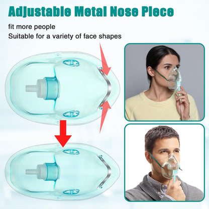 Geiserailie 2er-Pack XL Sauerstoffmaske mit 6,6 Fuß Schlauch und verstellbarem elastischen Band, Erwachsenen-Sauerstoffmaske mit Schlauch, Atemmasken für Erwachsene