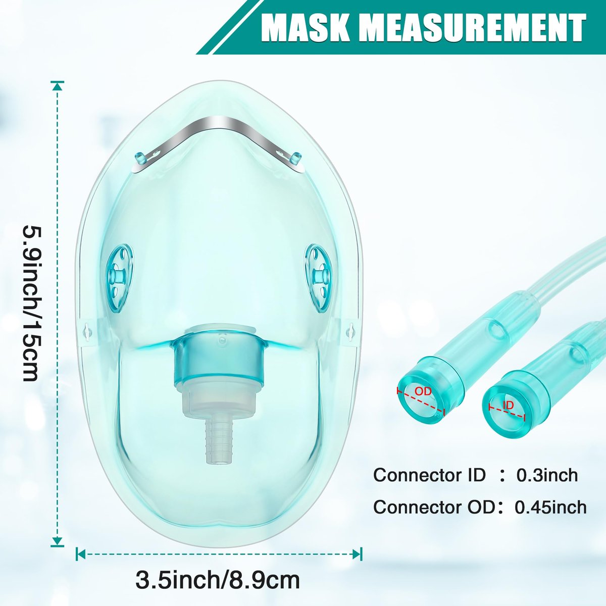 Geiserailie 2er-Pack XL Sauerstoffmaske mit 6,6 Fuß Schlauch und verstellbarem elastischen Band, Erwachsenen-Sauerstoffmaske mit Schlauch, Atemmasken für Erwachsene